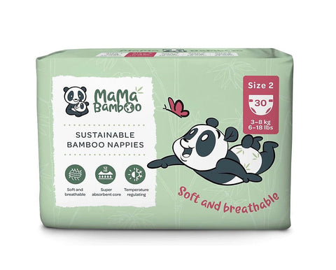 Mama Bamboo Eco Nappies - Size 2 (Small) 30pc (Pack of 4)