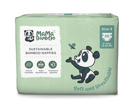 Mama Bamboo Eco Nappies - Size 3 (Medium) 28pc (Pack of 4)