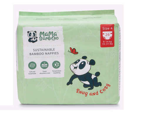 Mama Bamboo Eco Nappies - Size 4 (Large) 26pc (Pack of 4)