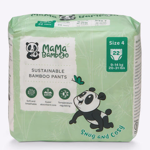 Mama Bamboo Eco Nappy Pants - Size 4+ (Medium Plus) 22pc (Pack of 4)