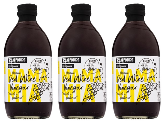 Realfoods by Organico | Organic Red Wine Vinegar, 500ml (Pack of 3)