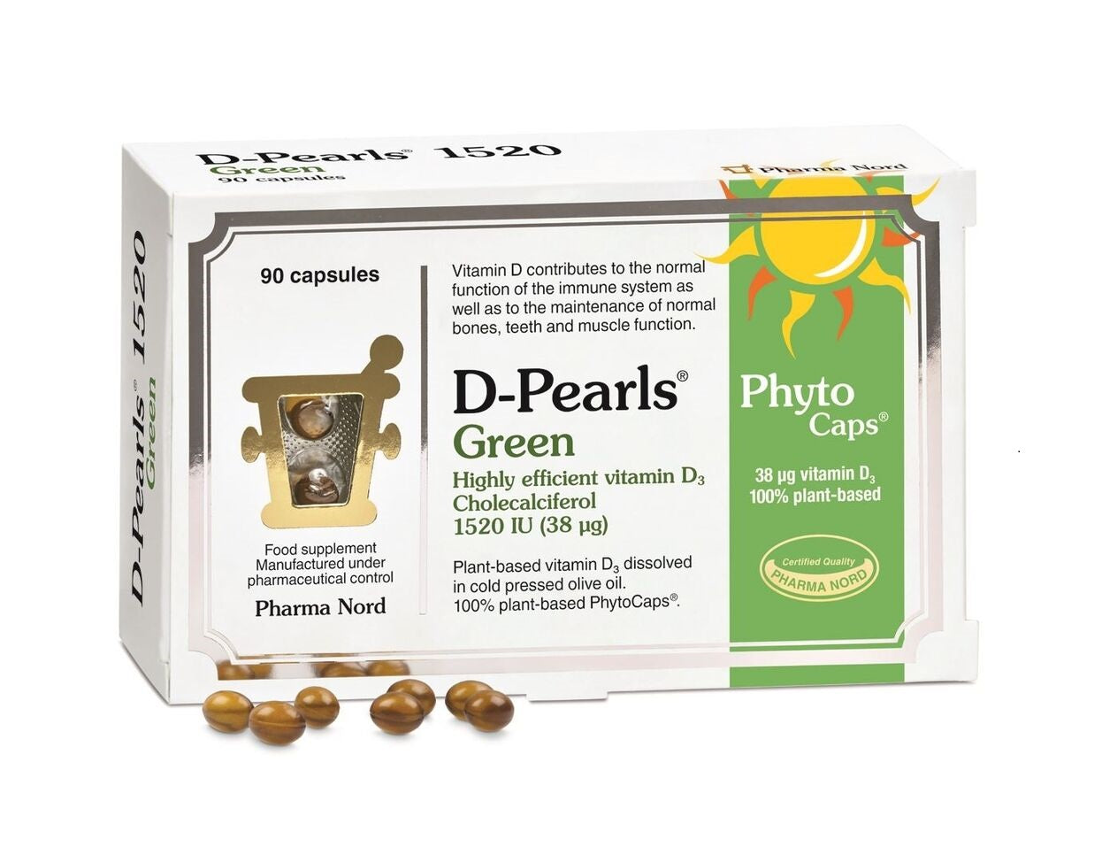 Pharma Nord D Pearls 1520IU Green - 38mcg 90 Capsules (Pack of 4)