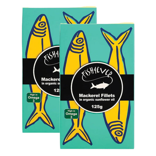 Fish4Ever Mackerel Fillets in Organic Sunflower Oil 125g (Pack of 2)