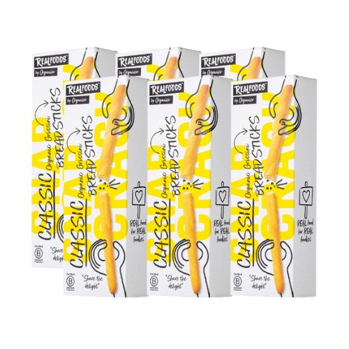Realfoods by Organico | Organic Classic Italian Breadsticks with Extra Virgin Olive Oil, 120g (Pack of 6)