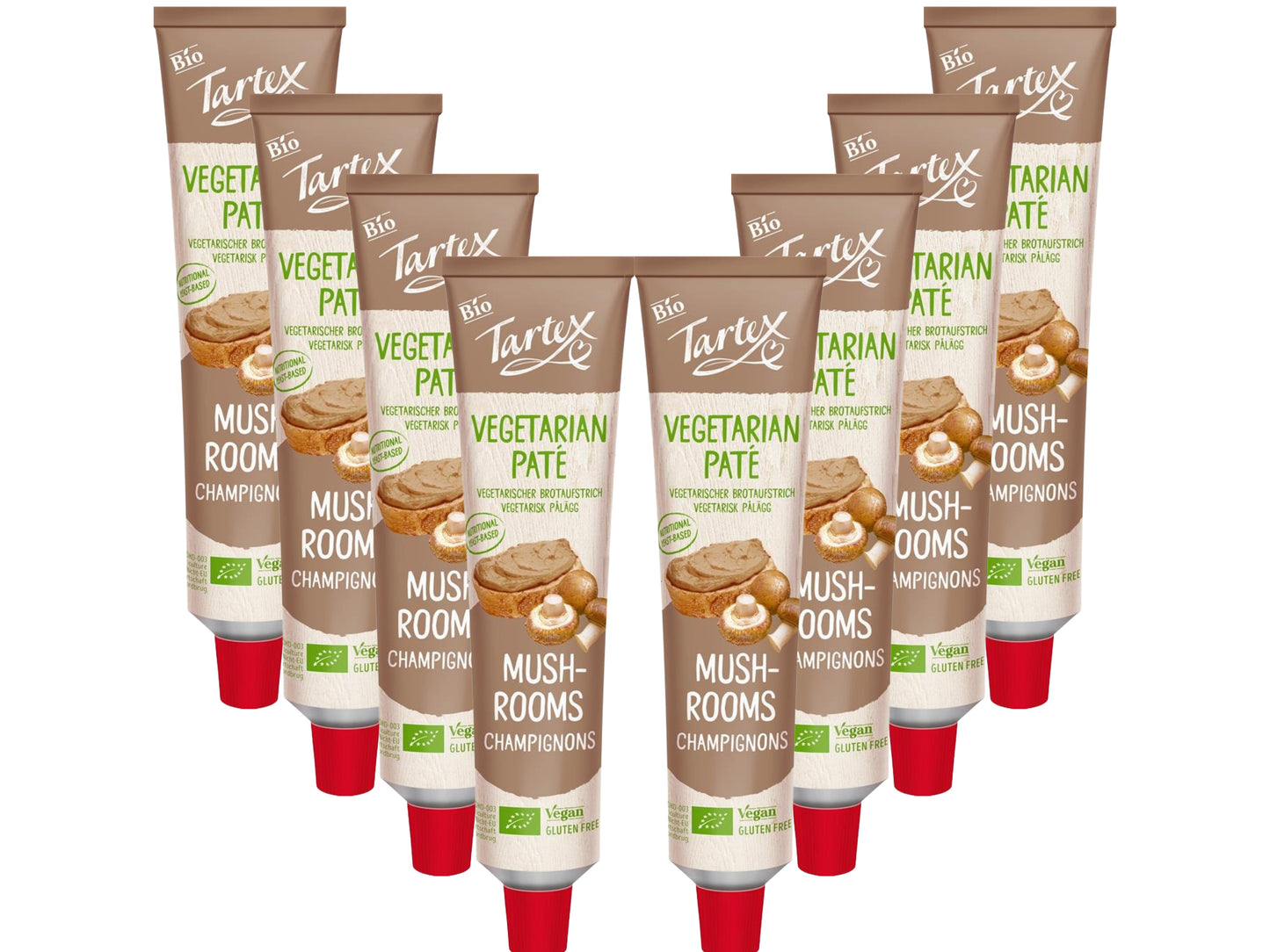 Tartex Organic Mushroom Pate 200g | Vegetarian Nutritional Yeast Spread | Organic, Plant-Based Sandwich, Crackers & Toast |(Pack of 8) from SuperfoodUK