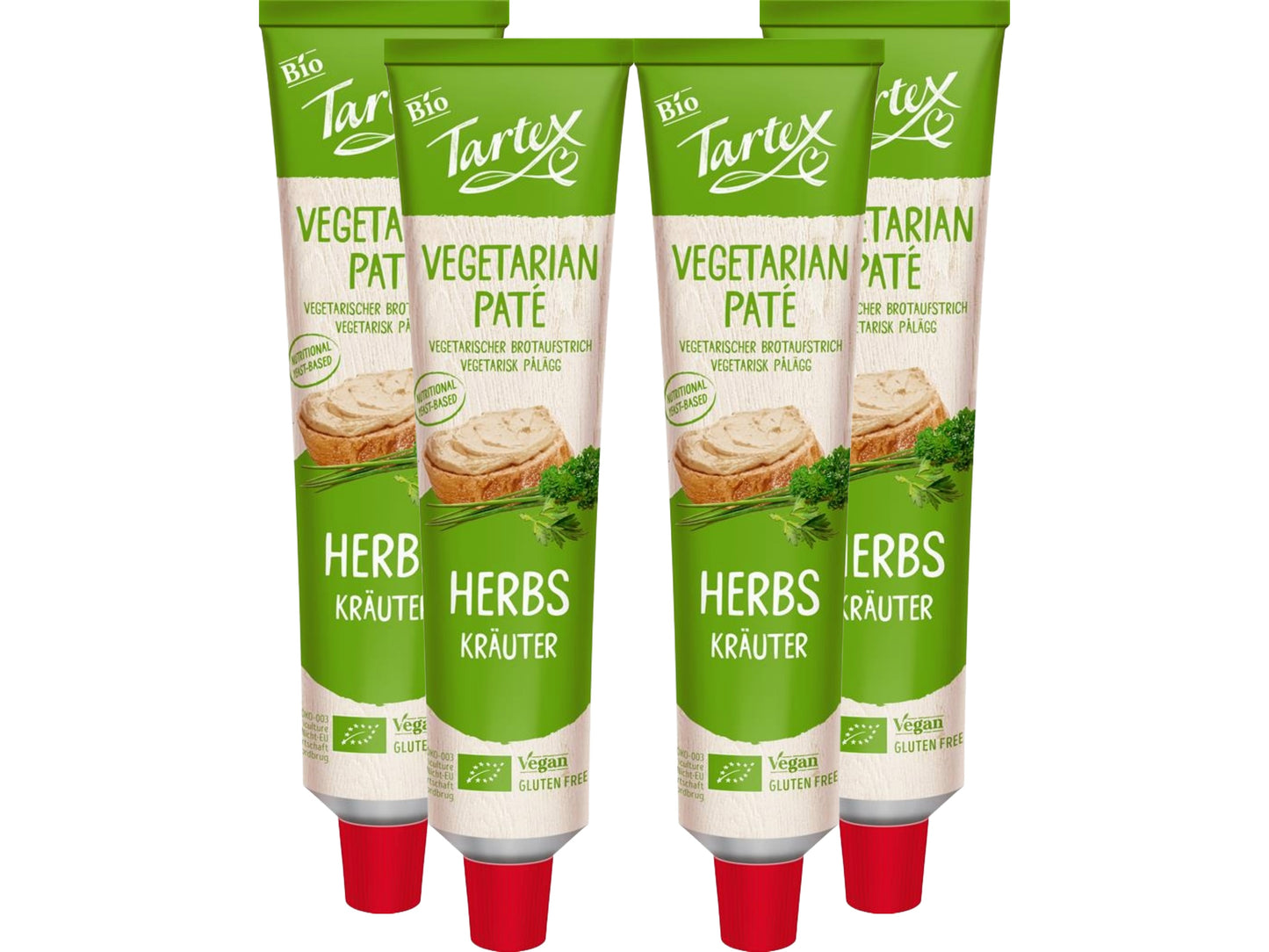 Tartex Organic Yeast Pate with Herbs 200g | Vegetarian Nutritional Yeast Spread | Organic, Plant-Based Sandwich, Crackers & Toast |(Pack of 4) from SuperfoodUK