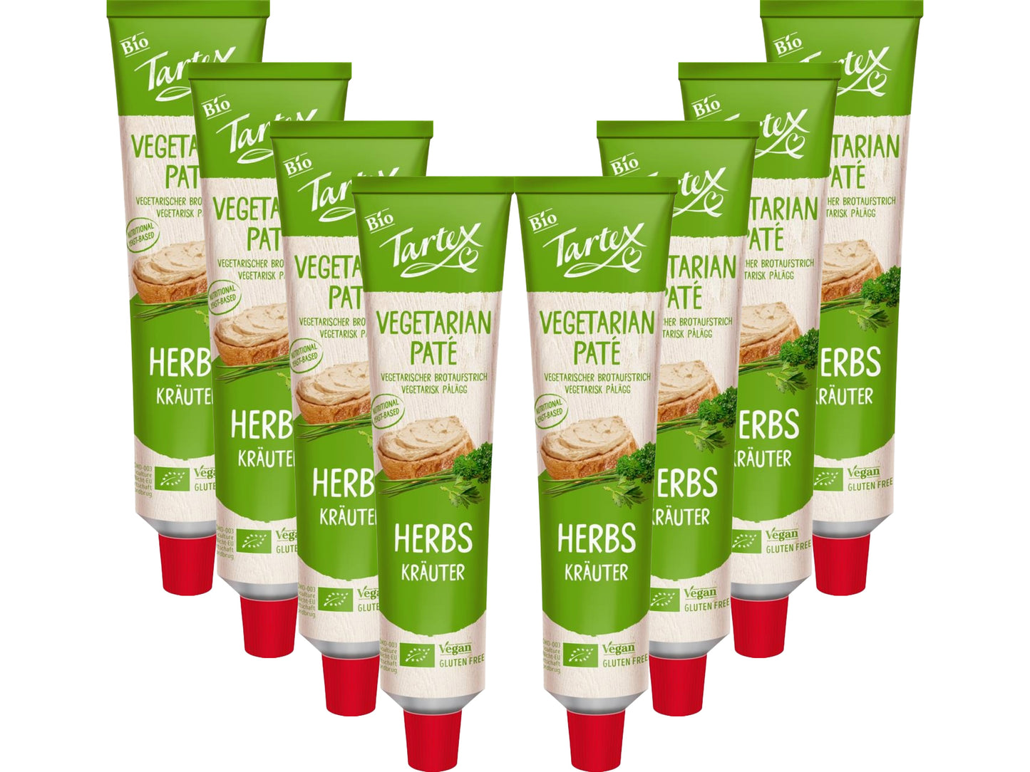 Tartex Organic Yeast Pate with Herbs 200g | Vegetarian Nutritional Yeast Spread | Organic, Plant-Based Sandwich, Crackers & Toast|(Pack of 8) from SuperfoodUK