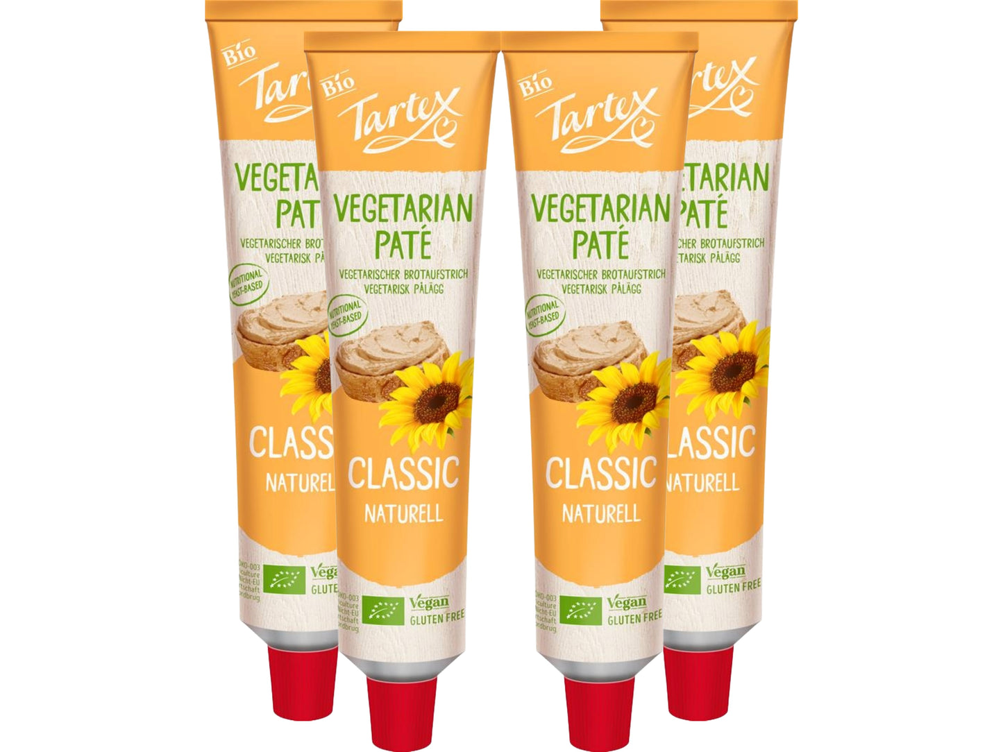 Tartex Organic Classic Pate 200g | Vegetarian Nutritional Yeast Spread | Organic, Plant-Based Sandwich, Crackers & Toast |(Pack of 4) from SuperfoodUK