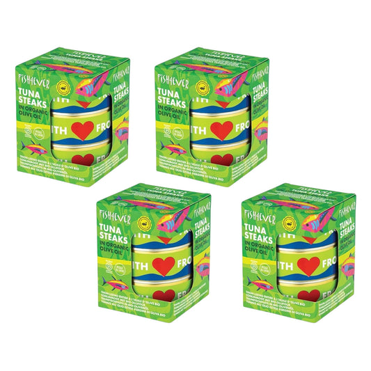 Fish4Ever Azores Skipjack Tuna Steaks in Organic Olive Oil 160g (Pack of 12)