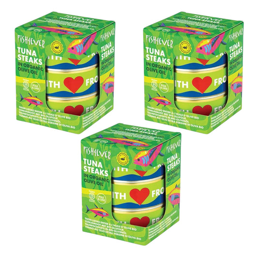 Fish4Ever Azores Skipjack Tuna Steaks in Organic Olive Oil 160g (Pack of 9)