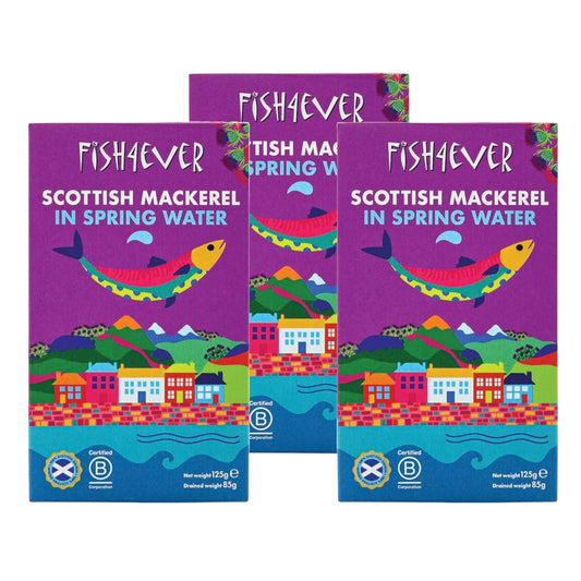 Fish4Ever Mackerel Fillets in Spring Water 125g (Pack of 3)