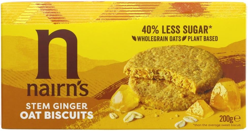Nairns Stem Ginger Biscuits - Wheat Free 200g (Pack of 4)