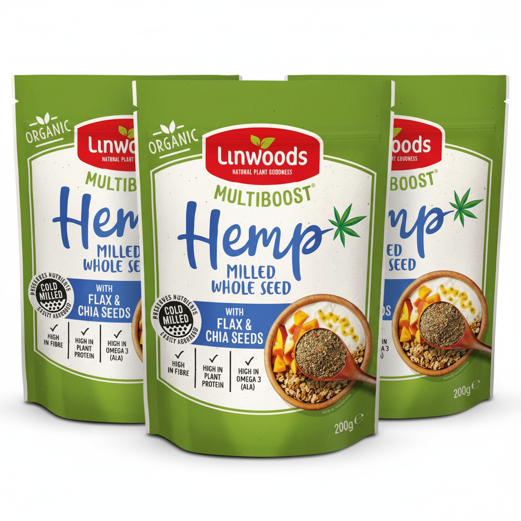 Linwoods Organic Milled Hemp Seed With Flax & Chia Seeds 200g (Pack of 3)