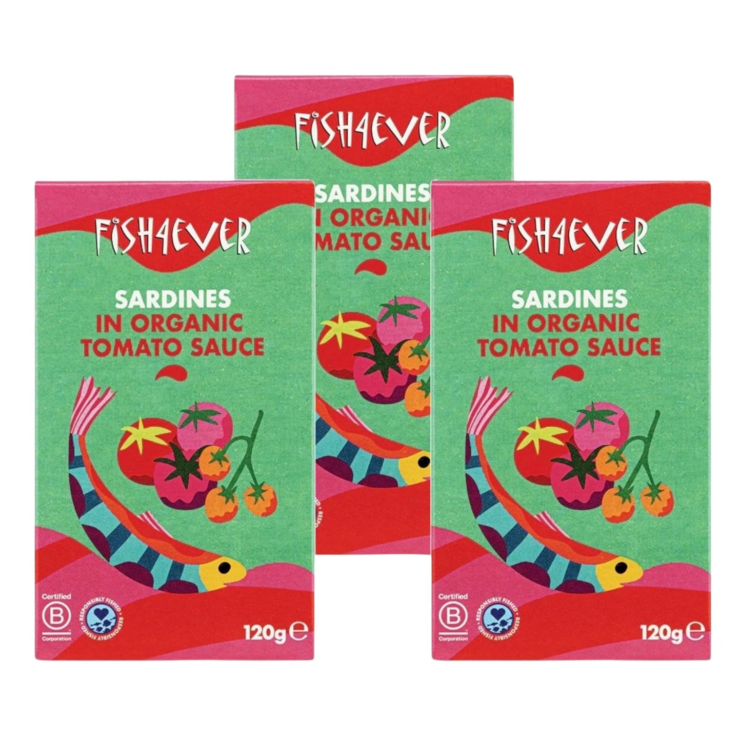 Fish4Ever Whole Sardines in Tomato Sauce 120g (Pack of 3)
