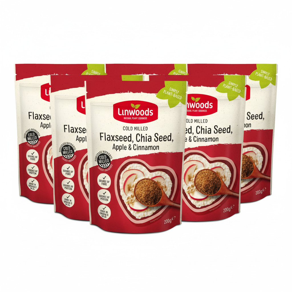 Linwoods Milled Flaxseed,Chia,Apple & Cinnamon 200g (Pack of 6)