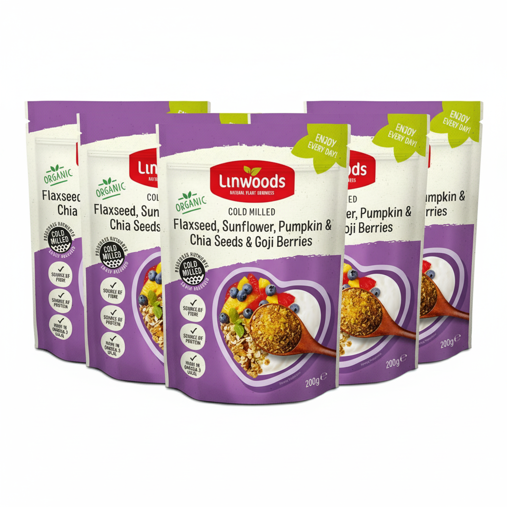 Linwoods Organic Milled Flaxseed Sunflower,Pumpkin,Sesame & Goji 200g (Pack of 6)