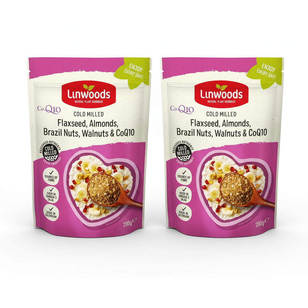 Linwoods Milled Flaxseed,Almond,Brazil Nut,Walnut & Q10 200g (Pack of 2)