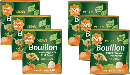 Marigold Vegan Bouillon Instant Vegetable Stock Powder Original, 150g (Pack of 6)