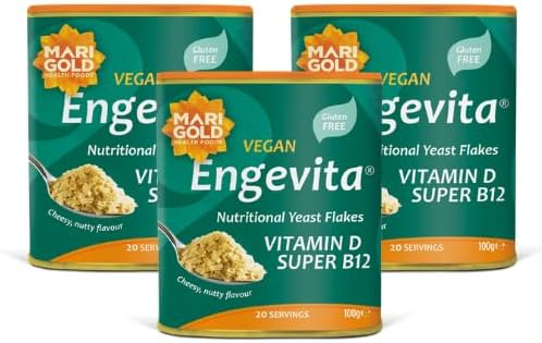 Marigold Vegan Engevita Nutritional Yeast Flakes with Vitamin D & Super B12, 100g (Pack of 3)