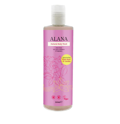 Alana Pink Rose & Vanilla Natural Body Wash 500ml (Pack of 12)