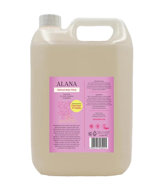 Alana Pink Rose & Vanilla Natural Body Wash 5L (Pack of 4)