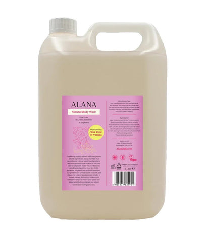 Alana Pink Rose & Vanilla Natural Body Wash 5L (Pack of 4)