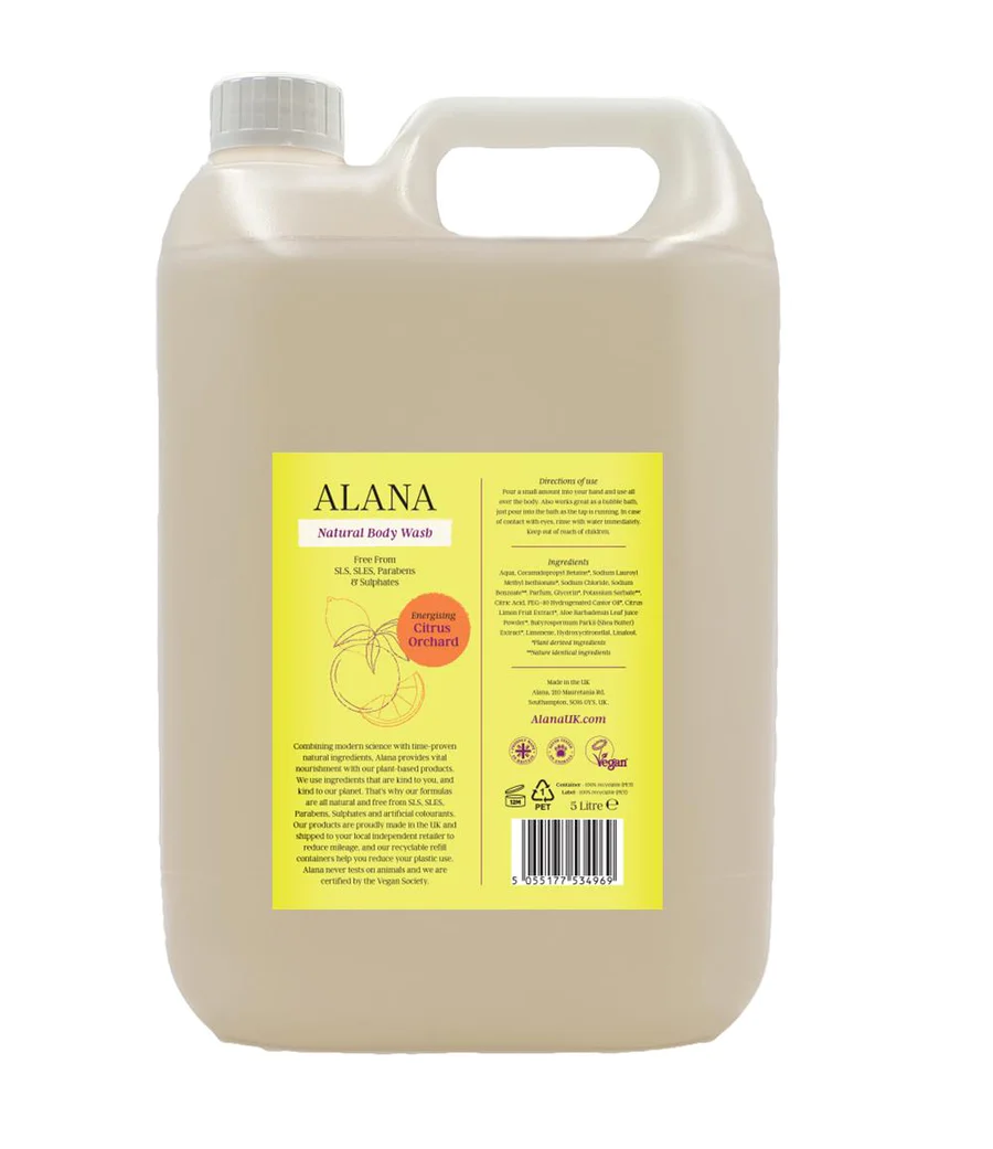 Alana Citrus Orchard Natural Body Wash 5L (Pack of 4)