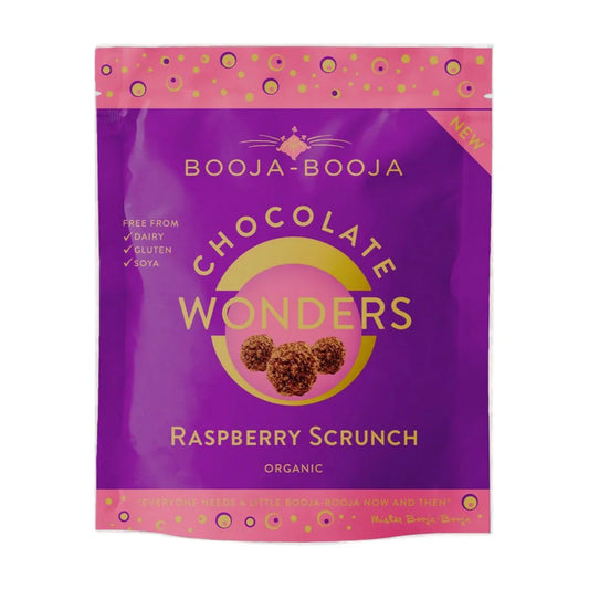 Booja Booja Organic Raspberry Scrunch Wonders 65g (Pack of 8)