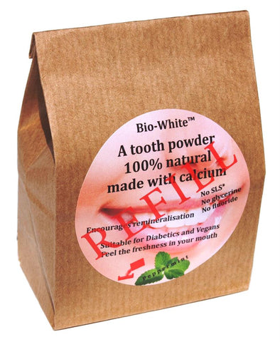 Bio-White Tooth Powder Peppermint Refill in a Paper Bag 35g (Pack of 10)