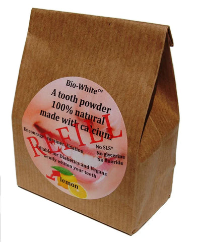 Bio-White Tooth Powder Lemon Refill in a Paper Bag (no plastic) 35g (Pack of 10)