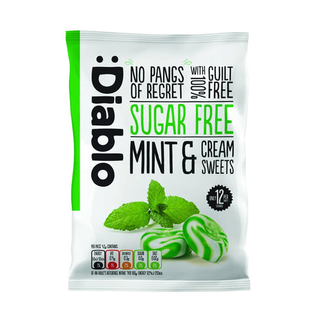 Diablo Sugar Free Mint & Cream Sweets 75g (Pack of 16)