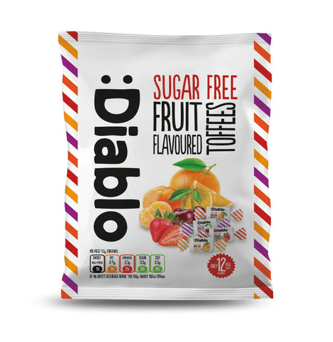 Diablo Sugar Free Sugar Free Fruit Flavoured Toffee Sweets Bag 75g (Pack of 16)
