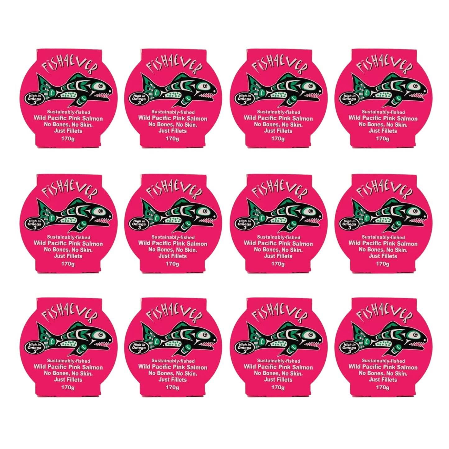 Fish4Ever Pink Pacific Wild Salmon in Brine 170g (Pack of 12)