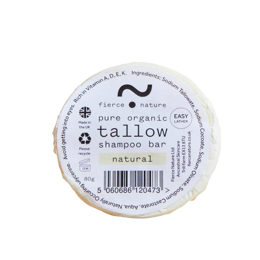 Fierce Nature Pure Organic Tallow Shampoo Bar (Unscented) 80g (Pack of 6)
