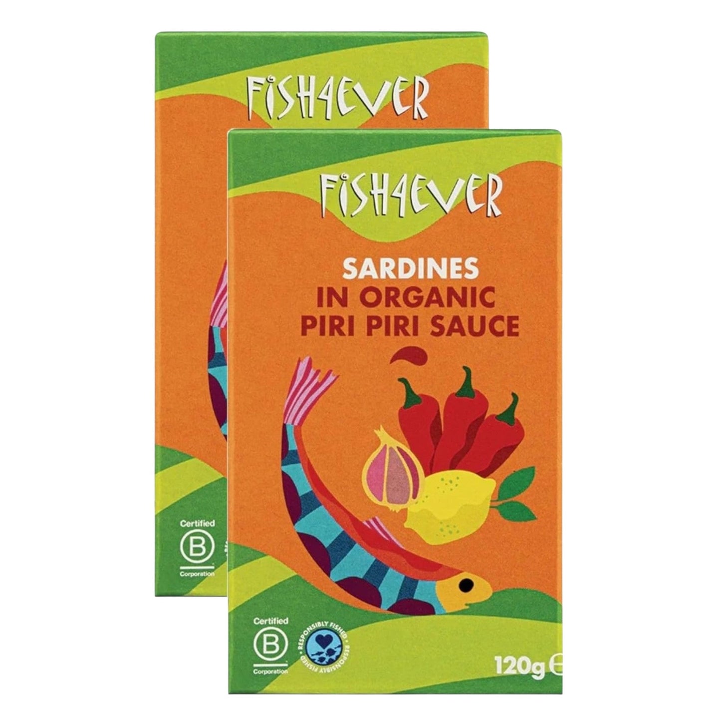 Fish4Ever Sardines in Organic Piri Piri Sauce 120g (Pack of 2)
