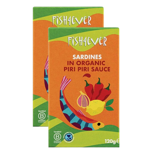 Fish4Ever Sardines in Organic Piri Piri Sauce 120g (Pack of 2)