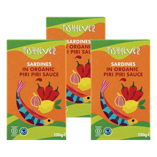 Fish4Ever Sardines in Organic Piri Piri Sauce 120g (Pack of 3)