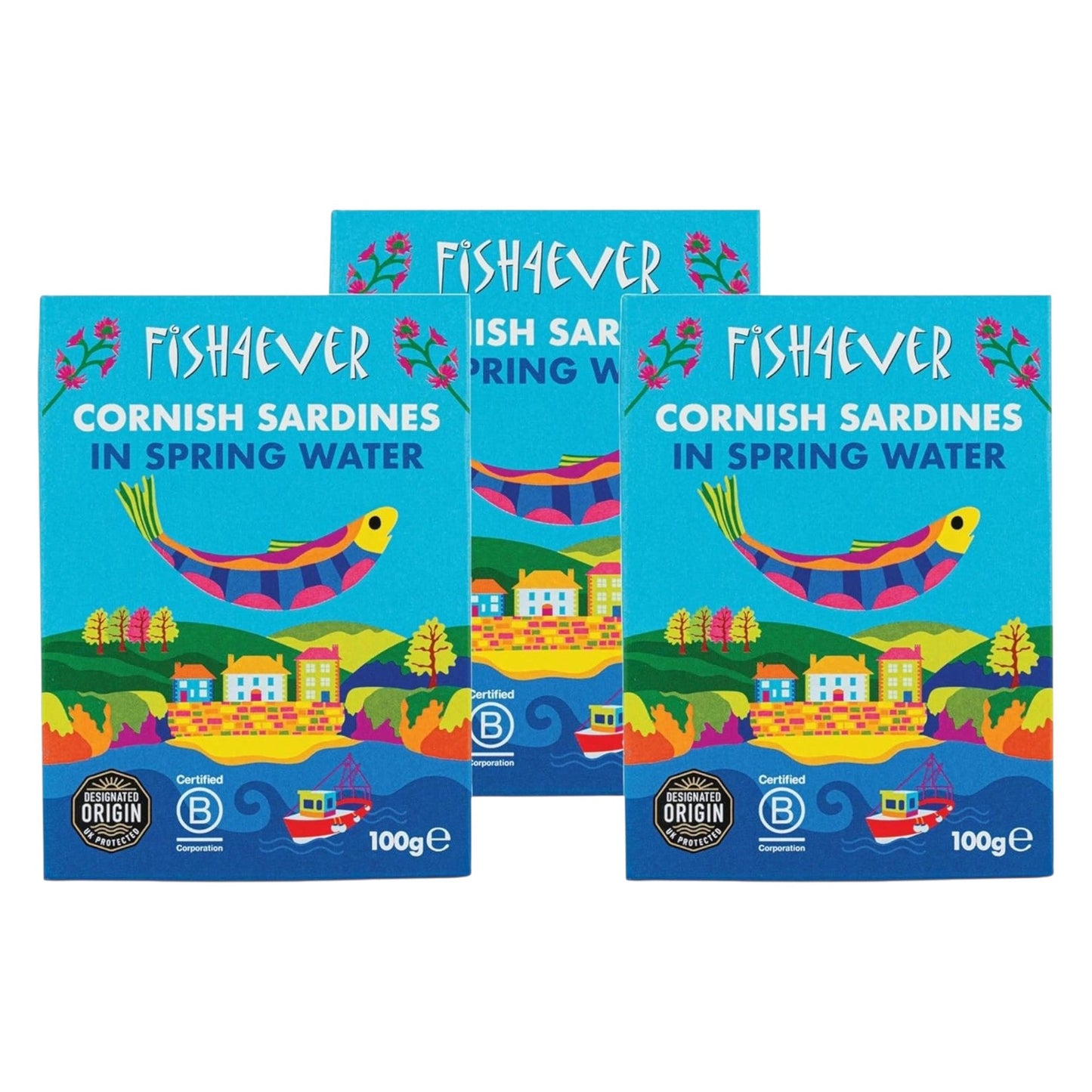 Fish4Ever Cornish Sardines in Spring Water 100g (Pack of 3)