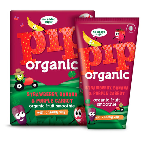 PIP Organic Strawberry & Banana Smoothie 4 X 180ml (Pack of 6)