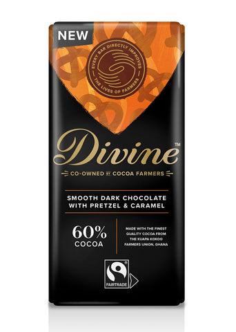 Divine 60% Dark W.Pretzel & Caramel 90g (Pack of 15)