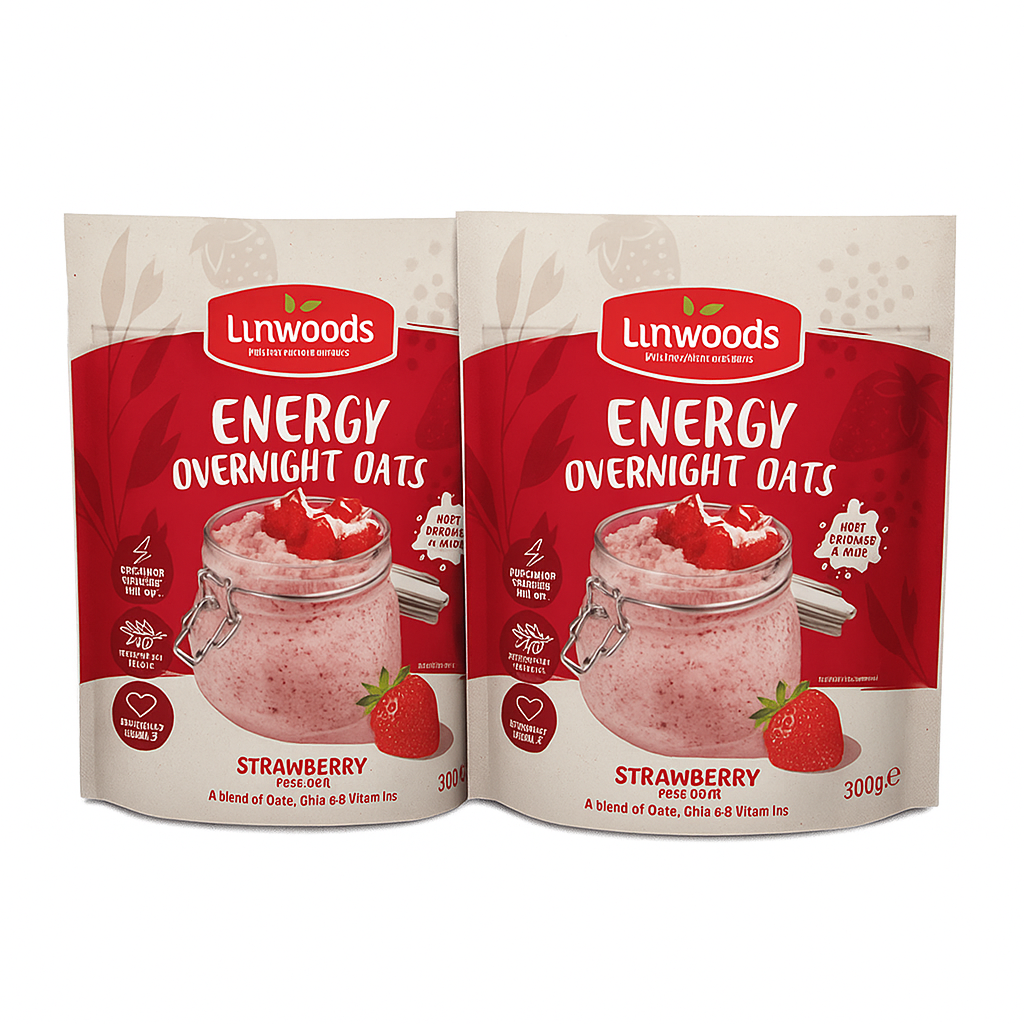 Linwoods Overnight Oats Strawberry Energy 300g (Pack of 2)