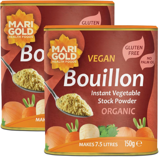 Marigold Vegan Bouillon Instant Vegetable Stock Powder Organic, 150g (Pack of 2)