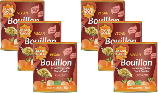 Marigold Vegan Bouillon Instant Vegetable Stock Powder Organic, 150g (Pack of 6)