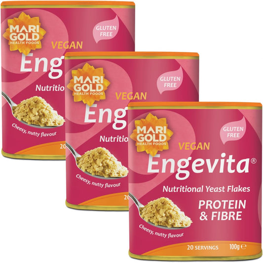Marigold Vegan Engevita Nutritional Yeast Flakes with Protein & Fibre, 100g (Pack of 3)