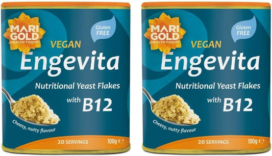 Marigold Vegan Engevita Nutritional Yeast Flakes with Vitamin B12, 100g (Pack of 2)