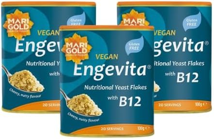 Marigold Vegan Engevita Nutritional Yeast Flakes with Vitamin B12, 100g (Pack of 3)