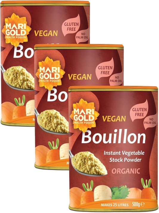 Marigold Vegan Bouillon Instant Vegetable Stock Powder Organic, 500g (Pack of 3)