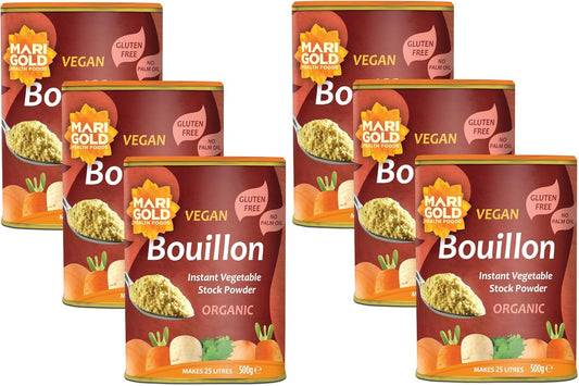 Marigold Vegan Bouillon Instant Vegetable Stock Powder Organic, 500g (Pack of 6)
