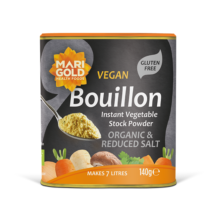 Marigold Vegan Bouillon Instant Vegetable Stock Powder Organic & Reduced Salt, 140g