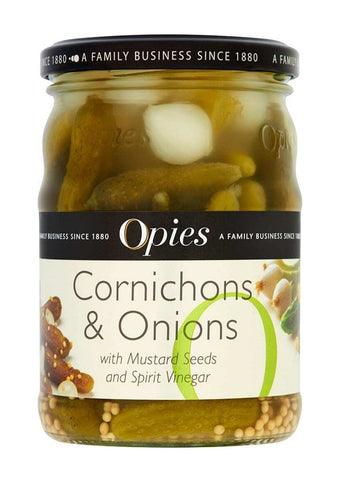 Opies Cornichons & Onions with Mustard Seeds 350g (Pack of 6)